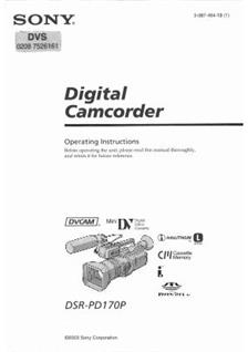 Sony DSR PD 170 P manual. Camera Instructions.